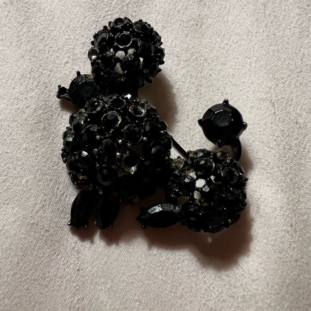 Vintage poodle rhinestone brooch